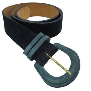 Harken Ltd. Belt Suede Blue Leather Womens Size L Statement Belt Vintage USA